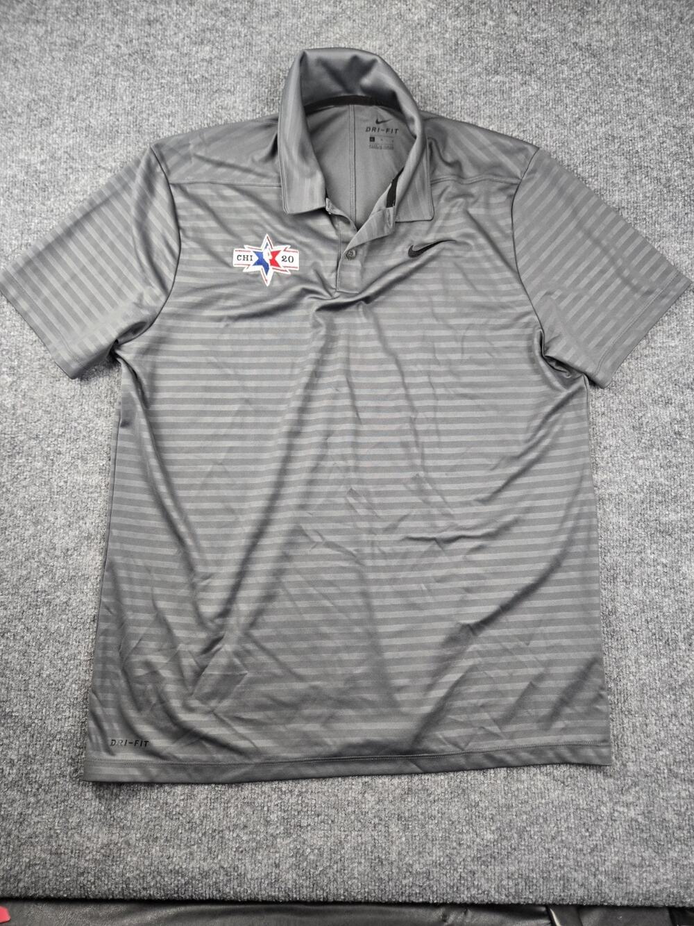 New Nike Dri Fit Grey Chicago NBA All Star Game Polo Shirt Size L #821